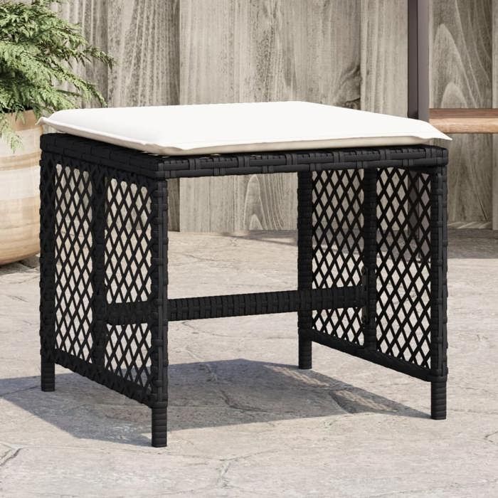 VidaXL Lot de 4 Tabourets de Jardin avec Coussins, Chaises de Patio, Sièges de Terrasse, Meubles d'Extérieur Arrière-cour, 365048