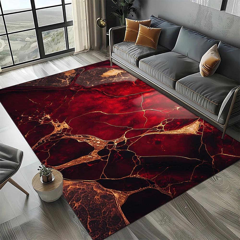 2025 New Style Colour Nature Marble Blue Gold Carpet Rug for Living Room Bedroom Home Sofa Decoration,Kid Non-slip Floor Mat
