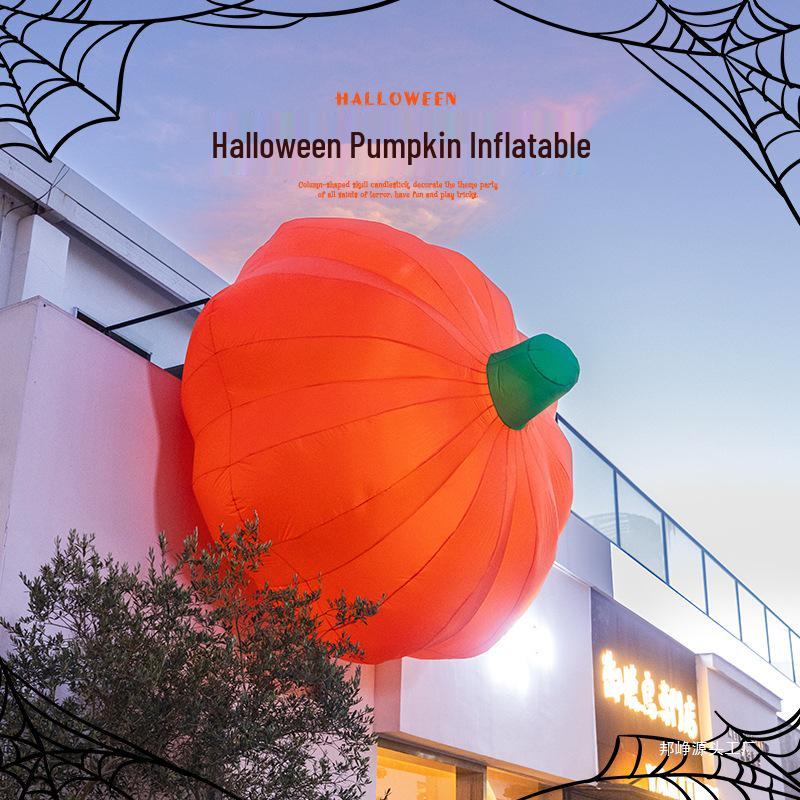 Large Halloween Pumpkin Lantern with Ghost and Spider Décor