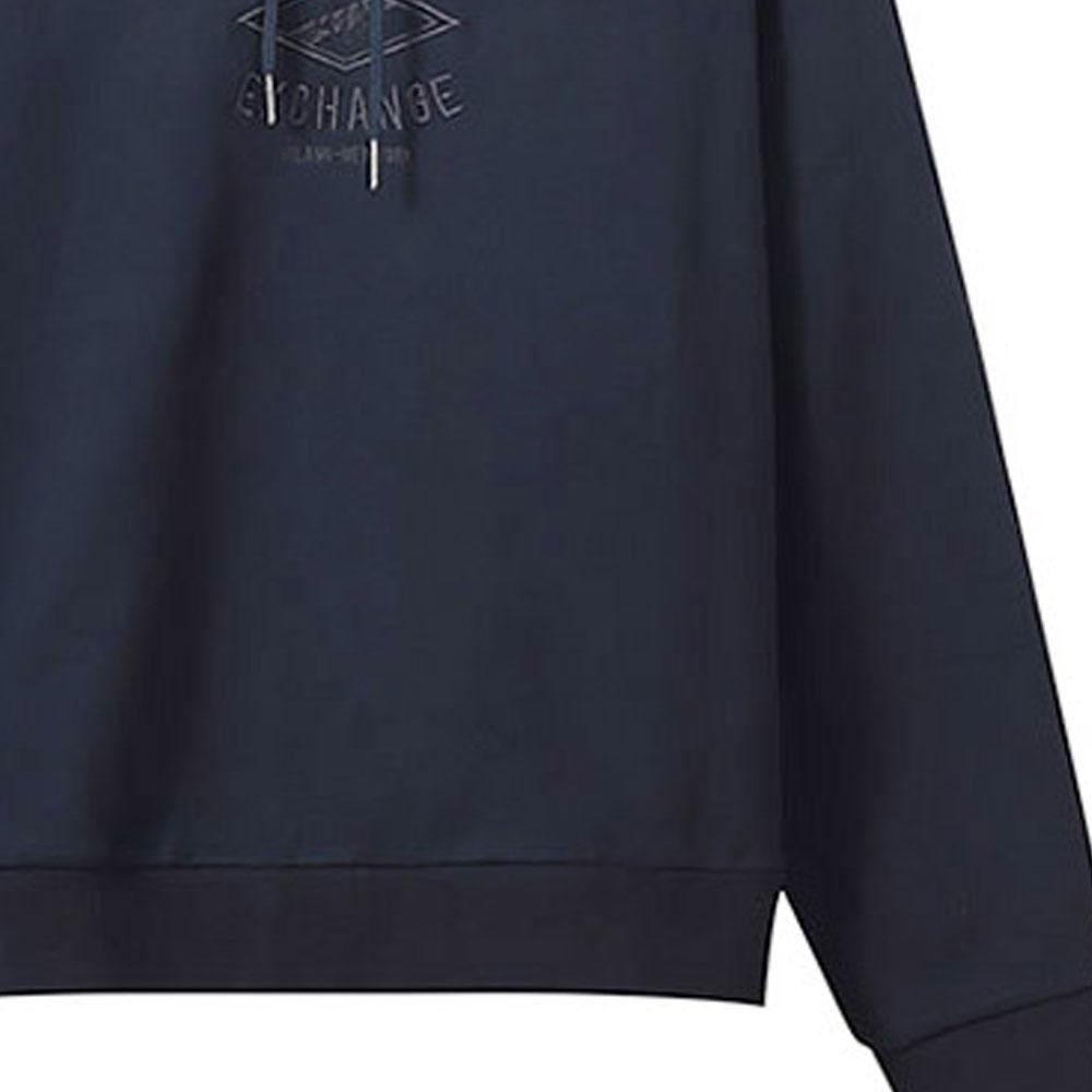 Armani Exchange Solid Color Logo Embroidered Hooded Sports Sweatshirt Men sweatshirt Deep-Navy-Blue 6LZMLD-ZJNBZ-1583