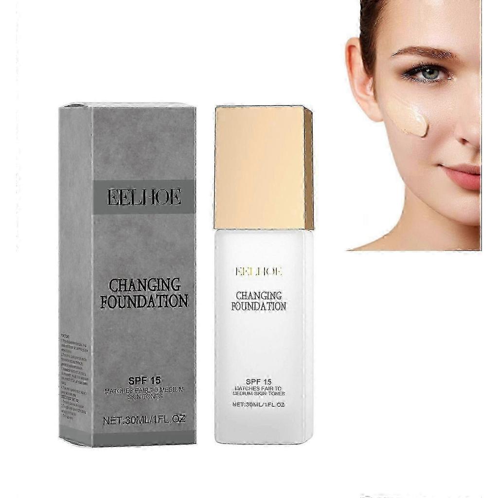 Veränderliche Foundation, 1 Stück Naturfarbwechselnde Foundation für Damen, Feuchtigkeitsspendend, Feuchtigkeitsspendend, Leicht, Nicht fettend