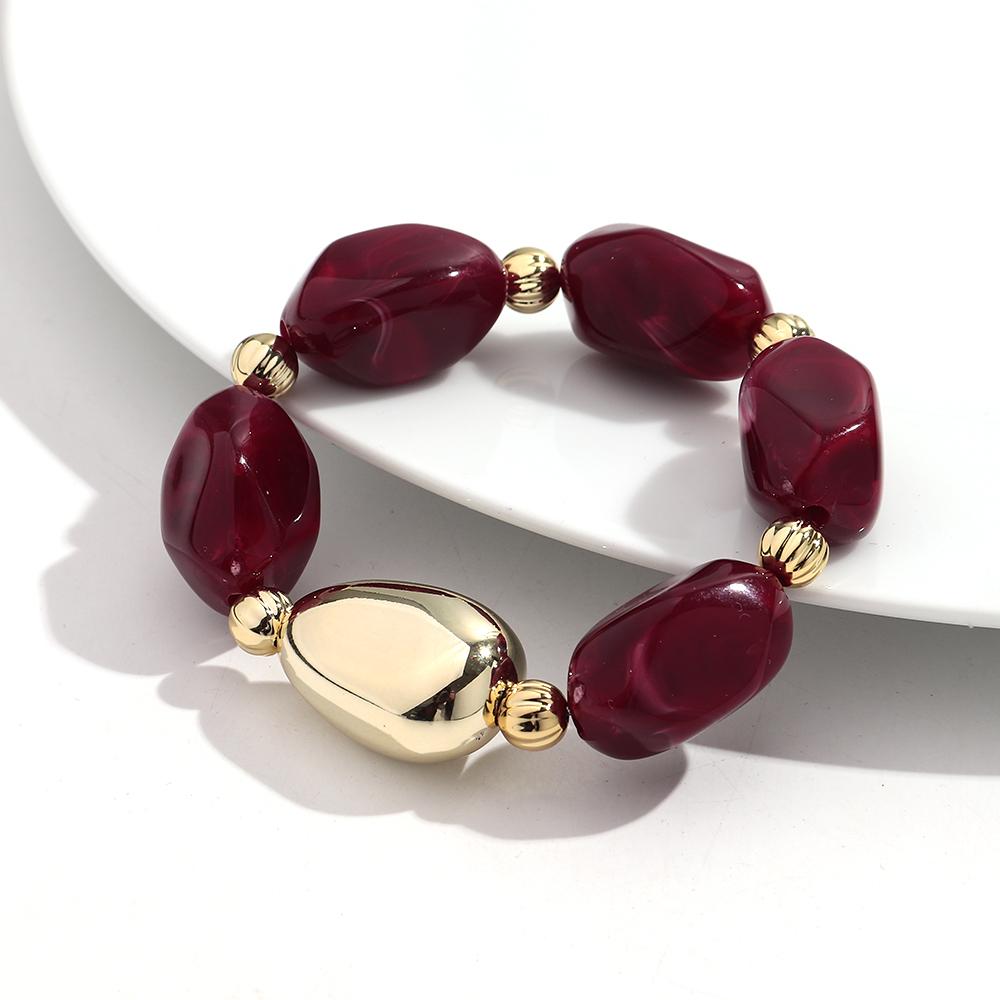 Boho Resin Irregular Beaded Bracelet for Women Men New Trendy Multicolor Acrylic Geometric Strechy Bracelets Jewelry Gifts