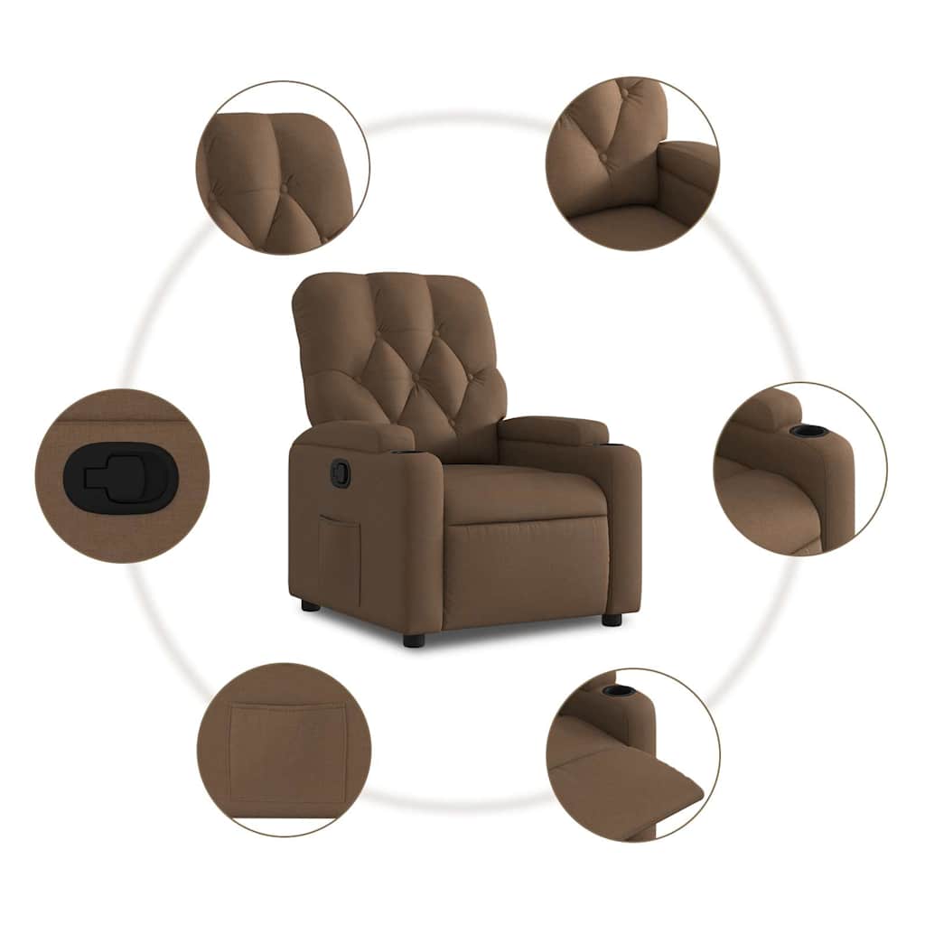 Relaxation Armchair Brown Fabric