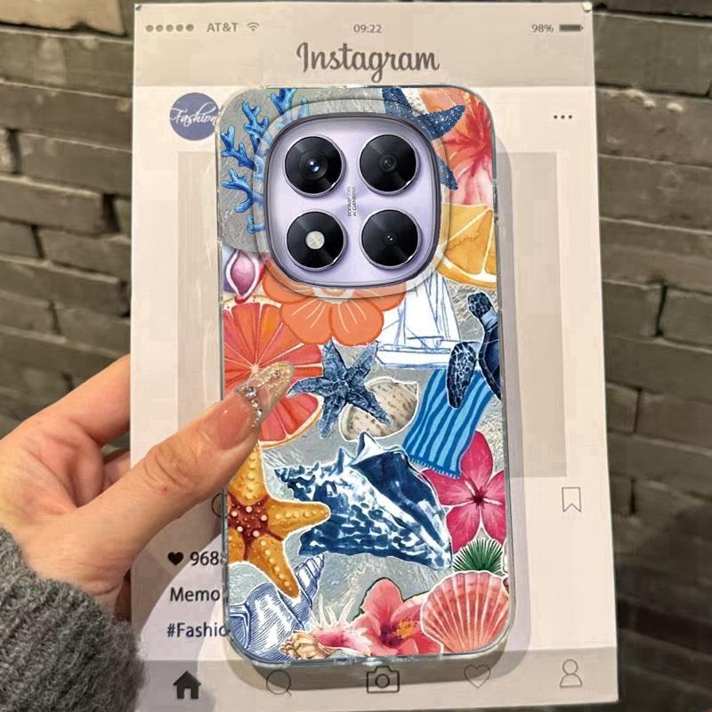Seashell Starfish Case For Samsung A56 A16 A17 S24 S25 FE Xiaomi Redmi Note 14 13 Pro 14C A5 Huawei Honor 400 200 Lite Pro iPhone 16 Shockproof Cover