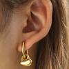 Stainless Steel Metal Heart Flower Pendant Earrings For Women Fashion Gold Color Peach Heart Ear Buckle Earrings Zircon Gifts