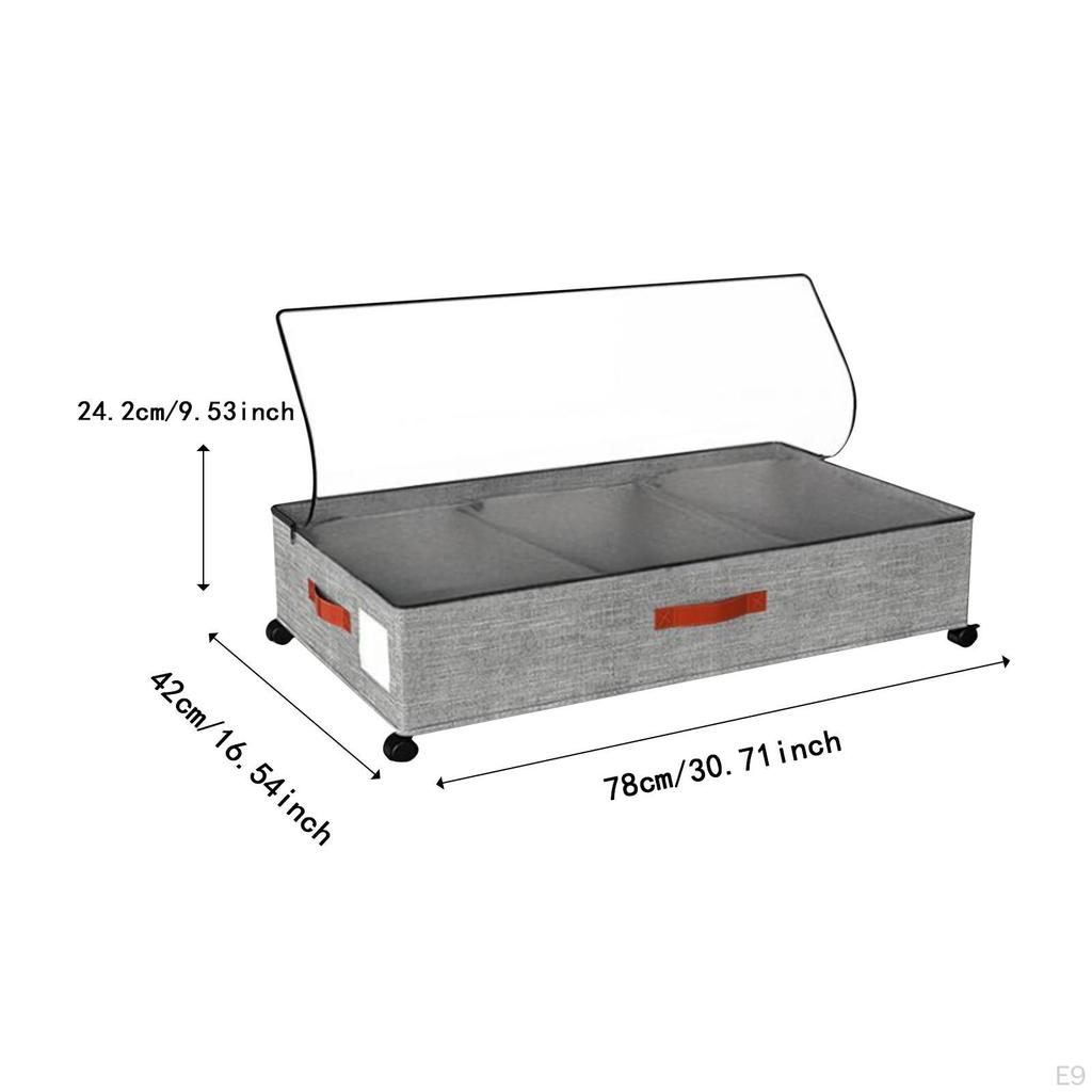 Aufbewahrungsbox unter dem Bett Praktisch mit Deckel Groß für Buch Schuhe Decke schwarz 1 Stück