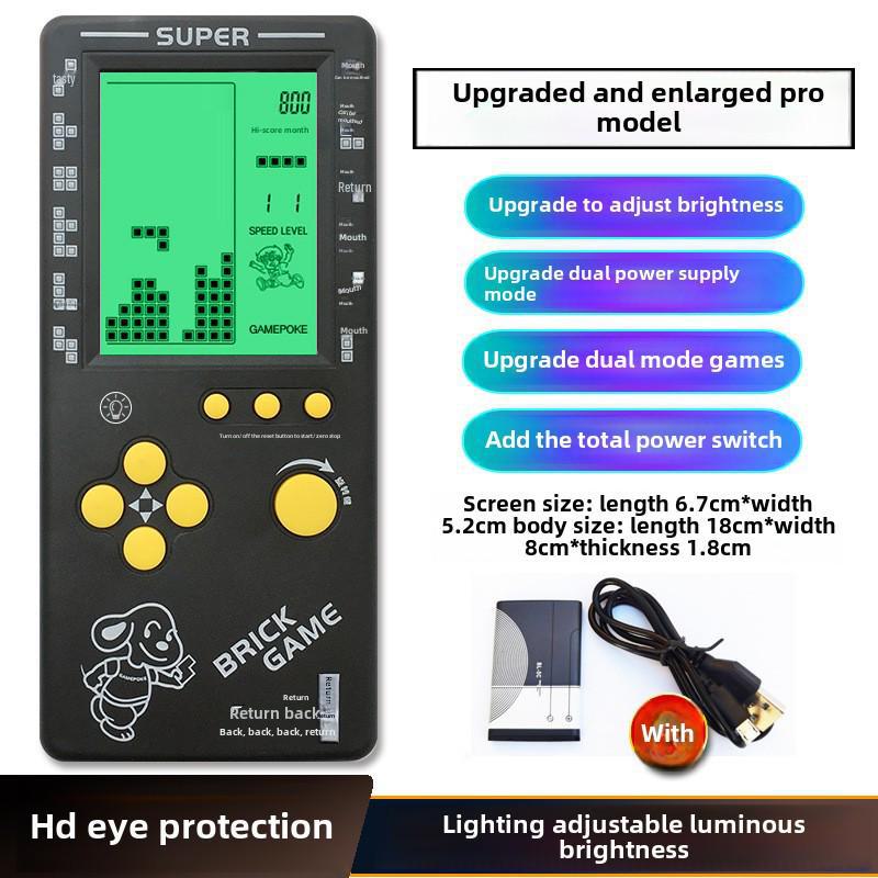 "4,1-Zoll Großbildschirm Retro Tetris Spielkonsole - Wiederaufladbares Klassisches Kinderspielzeug"