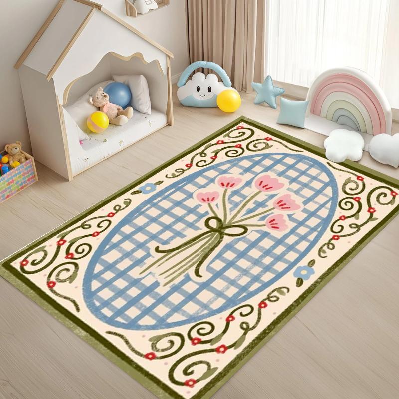 2D Art Print Area Rug Non Slip Washable Floor Carpet for Kids Room Nursery Bedroom Playroom Cute Home Decor