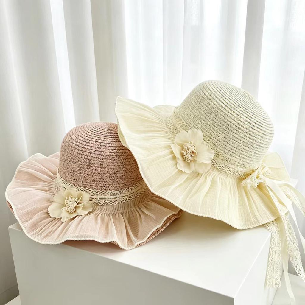 Summer Lace Bow Straw Hat High-end Temperament Sweet Big Brim Sun Hat Women's Seaside Vacation Sun Hat