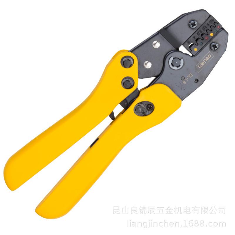 Deli Tools European-Style Ratcheting Terminal Crimping Pliers for Electricians, Model DL-L8