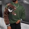 Gränsöverskridande Broderad Herr Casual Mode Rund Hals Långärmad Huvtröja