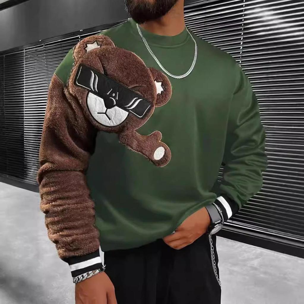 Gränsöverskridande Broderad Herr Casual Mode Rund Hals Långärmad Huvtröja