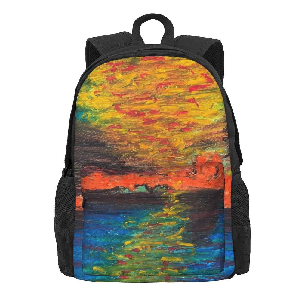 Oil Painting Backpack Flowers Print Daily Backpacks Women Men Style School Bags Custom Soft Rucksack
