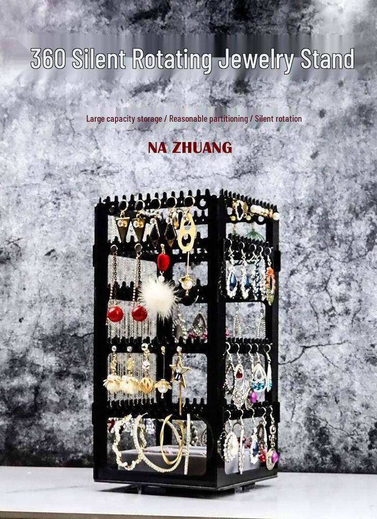 Multi-Layer Rotatable Jewelry Display Rack for Earrings, Necklaces, Rings, and Studs