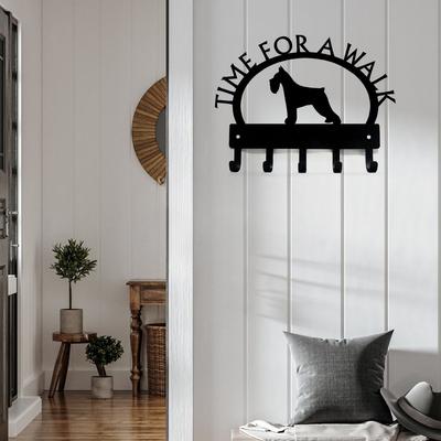 1pc Hooks Metal Iron Art Miniature Schnauzer Time Walk Key Rack Dog Leash Hanger Hanger In The Hallway Decoration Umbrella Rack