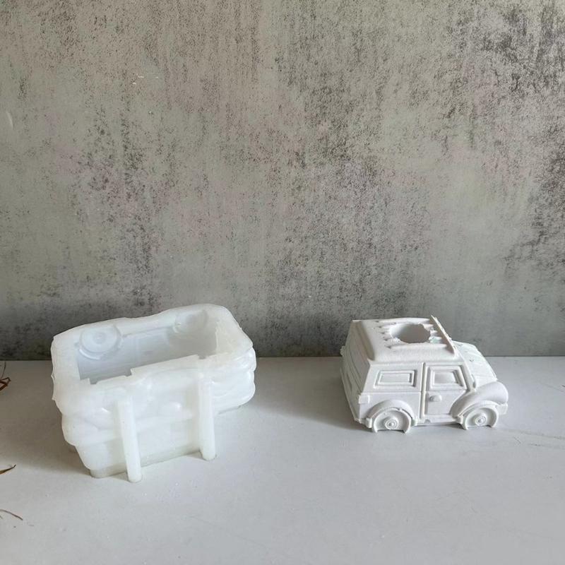 Silikonformen für Kerzenständer in Schulbusform, Beton, Gips, Kerzenhalter, Gießform, Tropfenform, Zementformen für Zuhause
