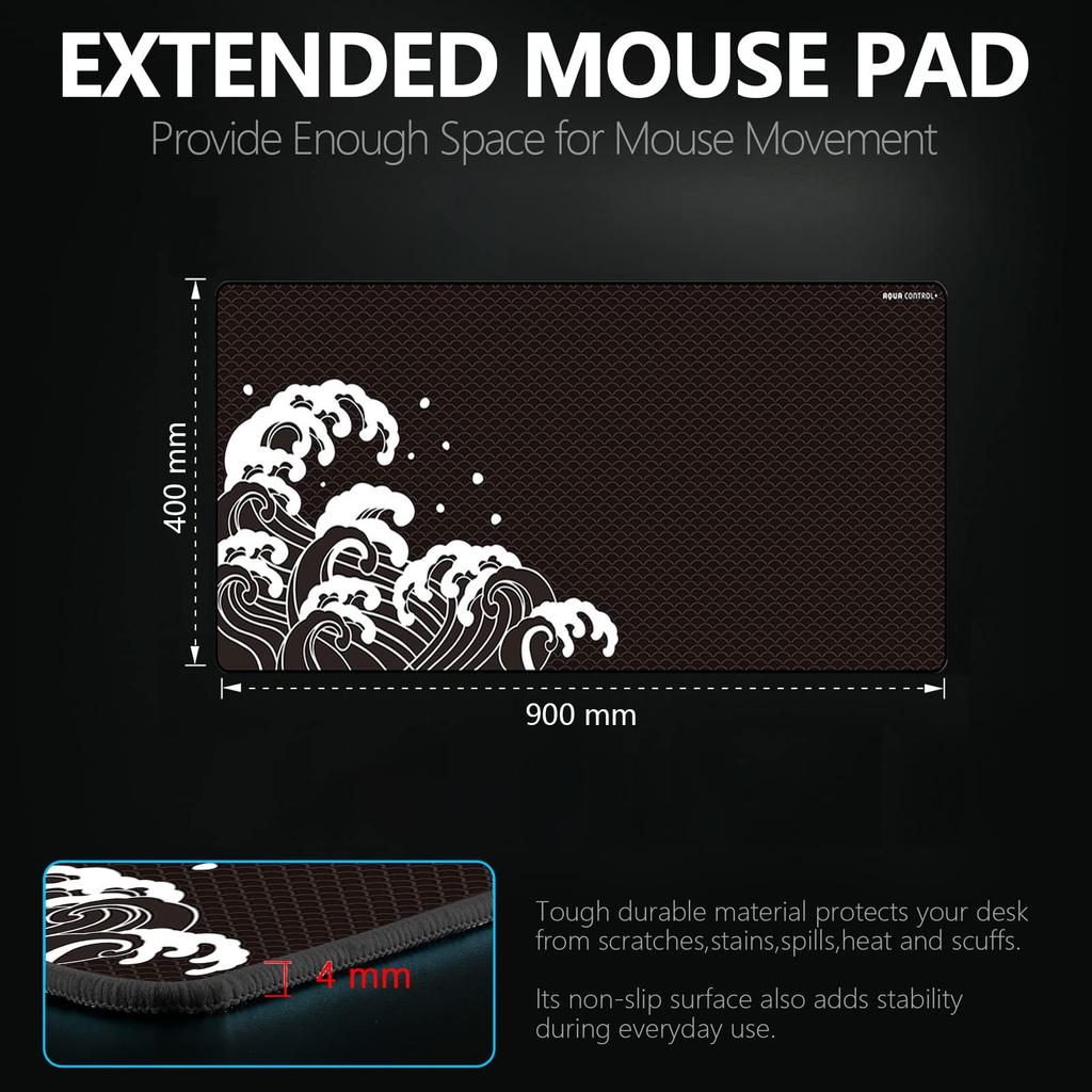 X-Raypad Aqua Control Plus Wave Night - XXL (900x400x4mm) Cloth Gaming Mouse Pad, Official Japanese Distributor Warranty