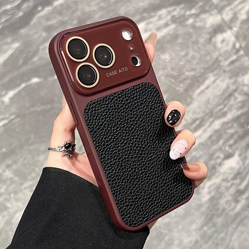 

Модный однотонный чехол для телефона с узором лиchee для iPhone 17 16 15 14 Pro Max 13, серебристый, матовый, противоударный, жесткая задняя крышка iPhone17