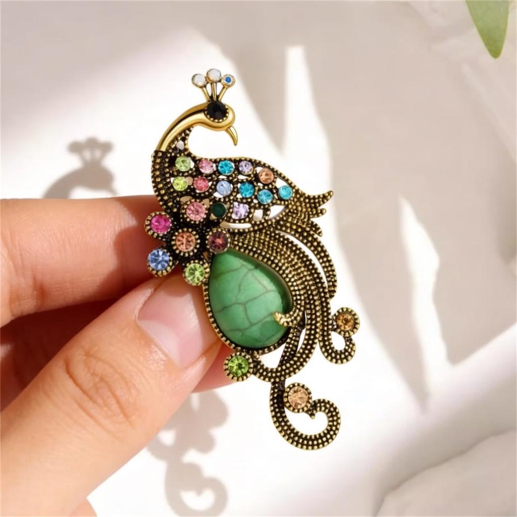 Retro Elegant Peacock Brooch Color Creative Pin Gorgeous Luxury Jewelry Accessories Party Birthday Festival Gift Souvenir