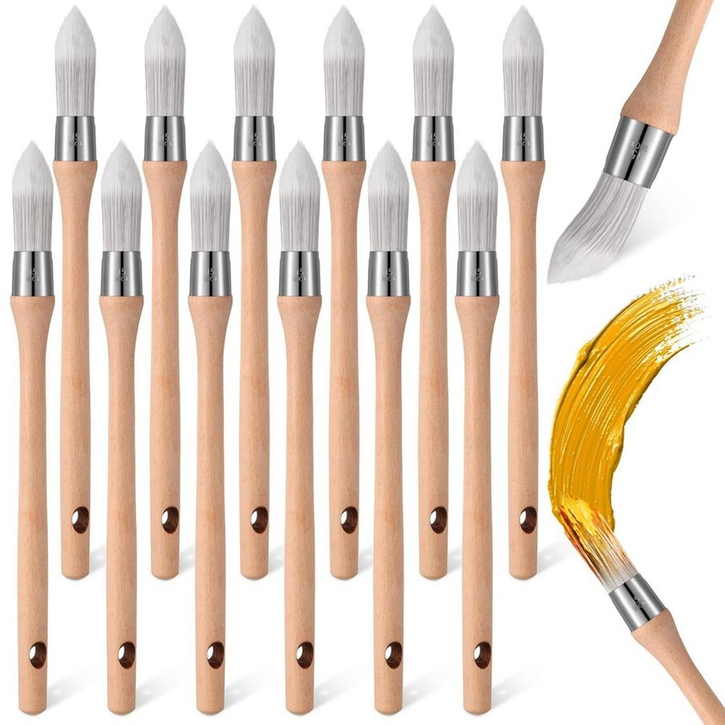 ABKS-24Pcs Trim Painting Tool Edge Clean Painting Tool Corner Paint Brush Round Small Paint Brushes Thin Trim Brush
