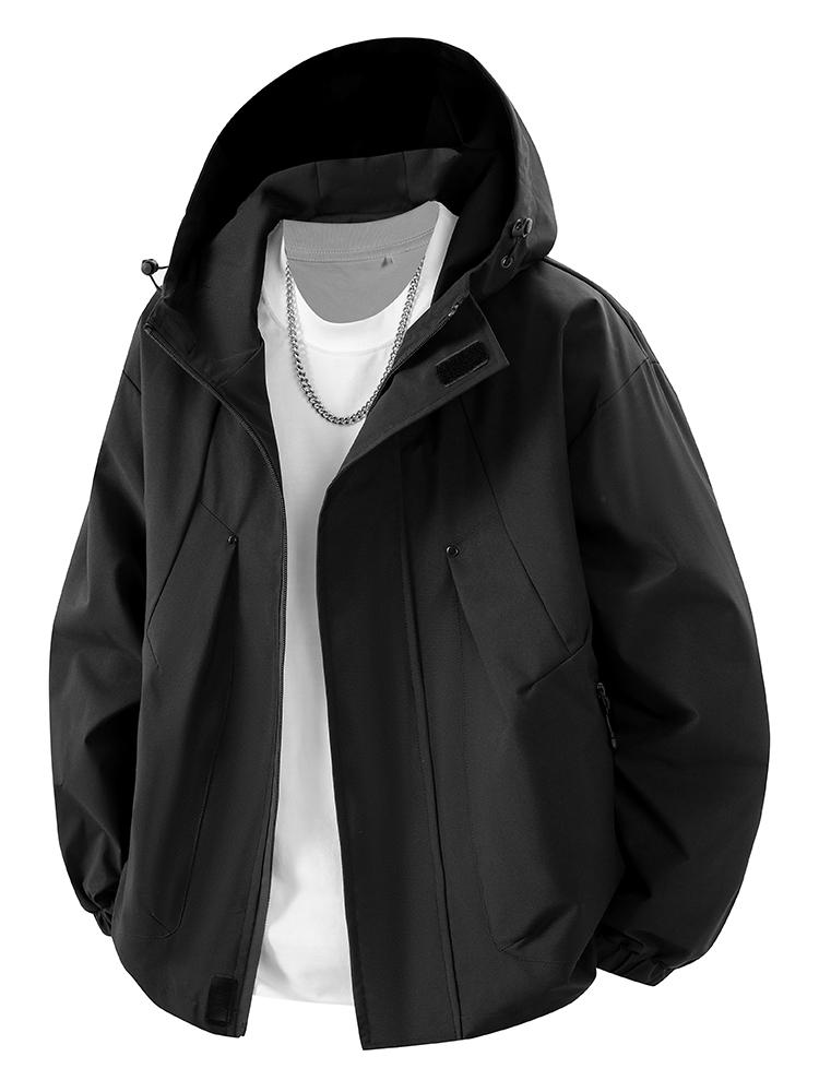 Autumn Men's Jacket Hooded Windbreakers  Windproof Outdoors Casual Jackets Black Bomber Camping Loose Thin Coat Plus Size 8xl