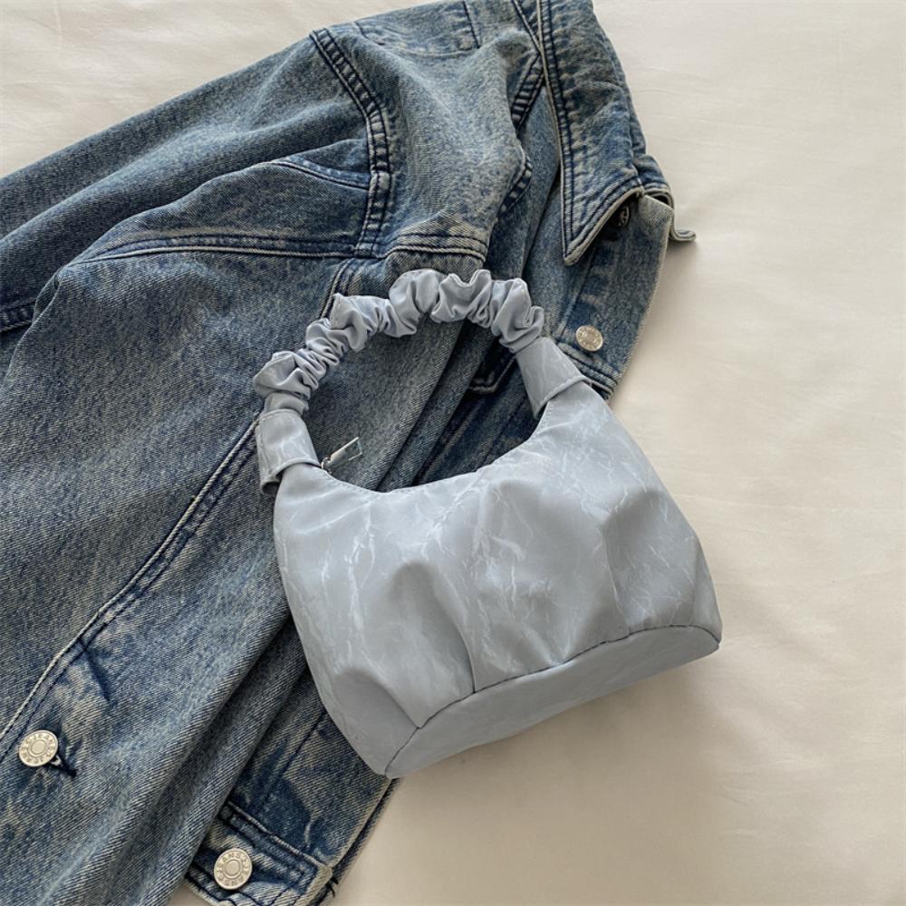 

Мини плиссированная женская сумка из сплошного ПУ цвета для отдыха, подмышки, сумки через плечо, женские сумки для подмышек синий