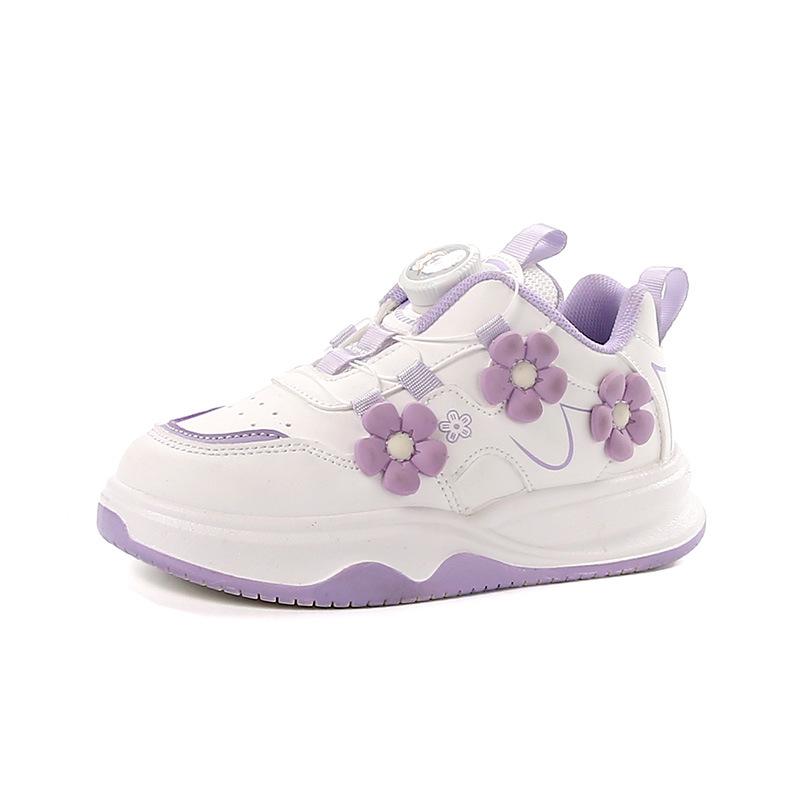 

Children s sports shoes Spring and Autumn 2025 new student knob girls little white board shoes versatile casual girls running shoes 37 фіолетовий