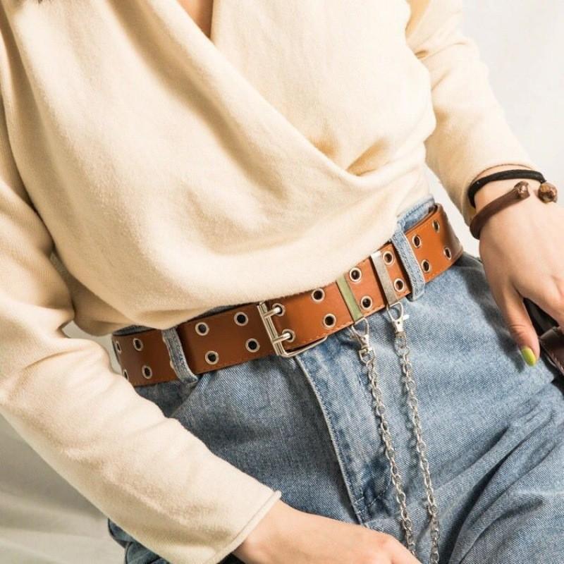 Stylish Metal Hollow Women's Belt For Students Fashionable Casual Denim Accessory