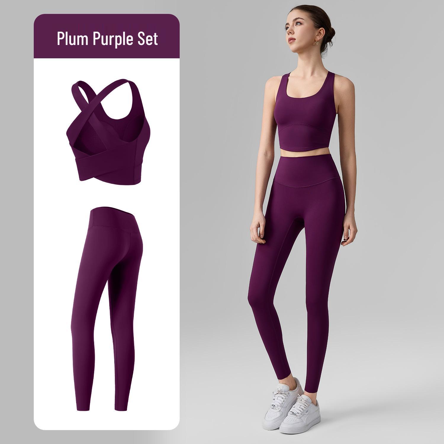

Women s Two-Piece Fitness Set: Cross Cutout Sports Bra & No-Roll Yoga Pants Medium
