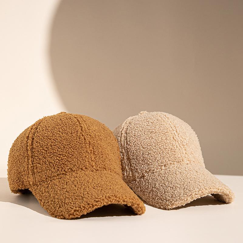 Tide Versatile Men'S And Women'S Baseball Cap Thickened Thermal Cap Women'S Tide Lamb Plush Hat
