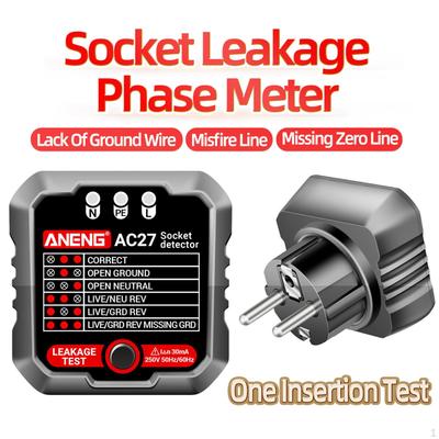 Outlet Tester Electrical Wall Plug Breaker Finder Phase Check Detector Black