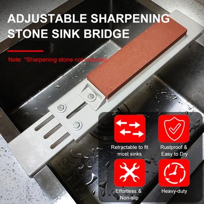 Soporte galvanizado para piedra de afilar ajustable sobre el fregadero Soporte retráctil para piedra de afilar