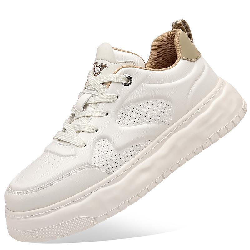 

Spring and summer men s shoes new breathable leather surface white shoes platform sports shoes casual board shoes tide 38