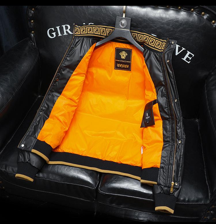 2025 European Winter Embroidered Stand Collar Men's Down Jacket: Casual Fashion for Youth