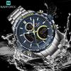 NAVIFORCE 9182 Montre à Quartz pour Homme d'Affaires Montre Numérique LED Lumineuse Montre de Luxe à Double Affichage pour Homme Acier Inoxydable Reloj