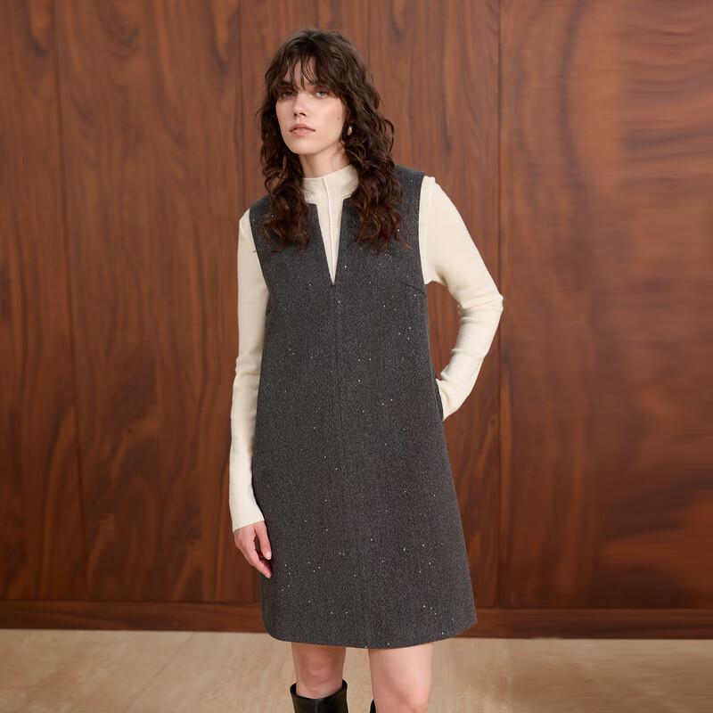 

SanCai 2025 Winter V-Neck Sleeveless A-Line Short Pinafore Dress M (160/84A)