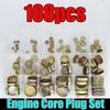 108pcs Universal Diesel Engine Freeze Expansion Core Plug Zinc Plated for Tractor Cylinder Head & Block Welch Frost Cap 8-36mm