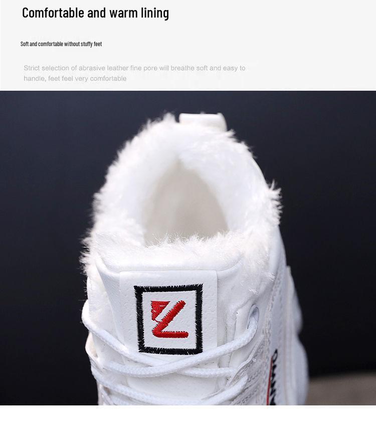 2023 Autumn/Winter Leather High-Top Cotton Shoes - Waterproof, Velvet-Lined, Thick-Soled, Height-Increasing Sports Dad & Student Shoes