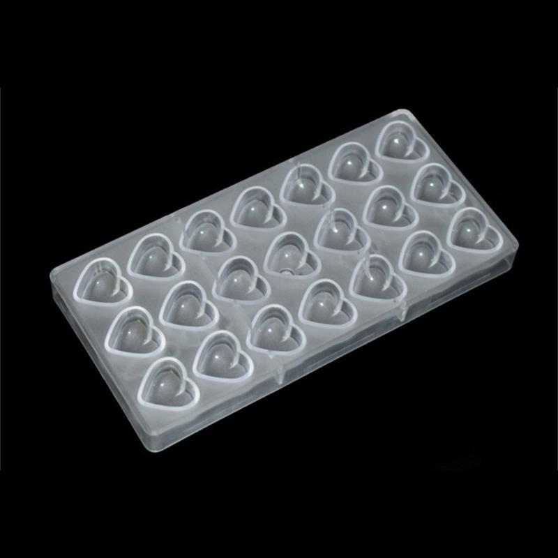 21 Grids Mini Heart Shape DIY Chocolate Molds Plastic Nonstick Candy Making Molds Dessert Baking Pan for Easy Release