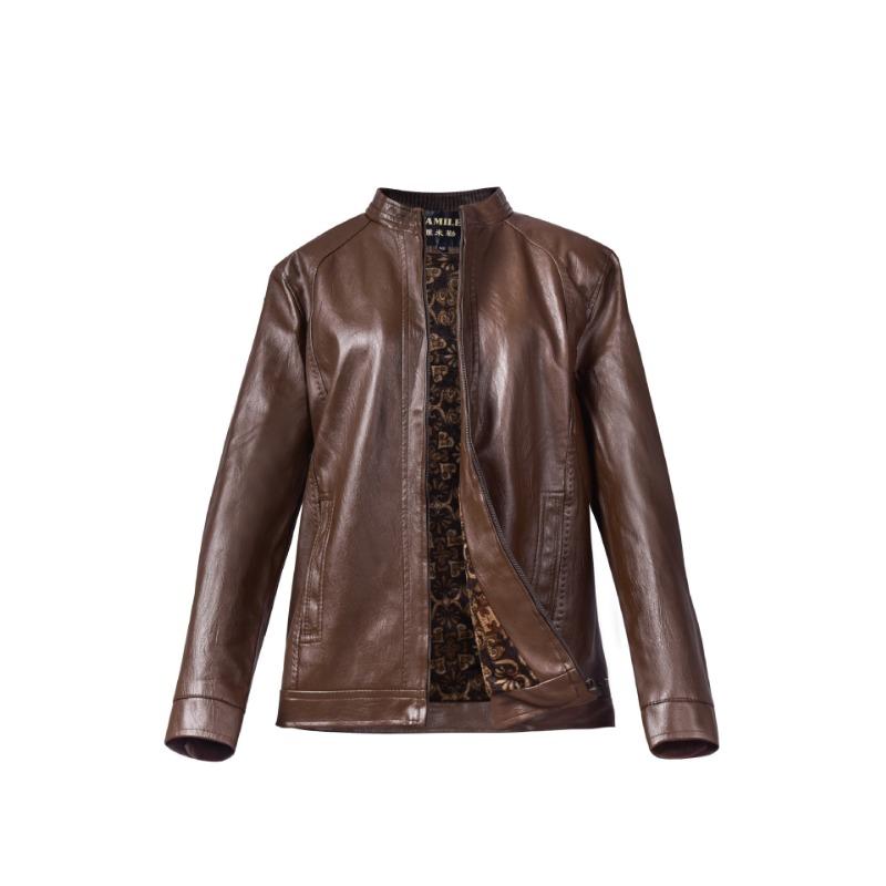 Новая стильная кожаная куртка для мужчин среднего и пожилого возраста, приталенная мужская кожаная куртка из бархата, мужская кожаная куртка 52