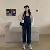 2026 New Fashionable Women's Loose Straight-Leg Denim Overalls Casual Suspender Pants