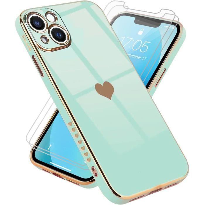 Coque de Protection - PROSHOP - iPhone 13 - Turquoise - Souple - Motif Coeur