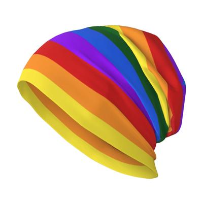 Rainbow Printed Pattern Knitted Hat Casual Hanging Woolen Hat Chemotherapy Patient Headscarf Unisex Knitted Hat