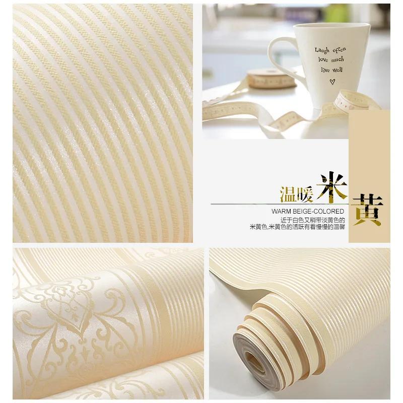 Grey/White/Beige/Pink Shimmer Damask Striped Wallpaper For Bedroom Modern Embossed Texture Wall Paper Roll Home Decor