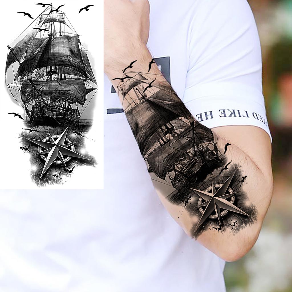 Scorpion Rose Flower Temporary Tattoos For Women Adults Realistic Vampire Wolf Scary Snake Crown Fake Tattoo Sticker Arm Tatoos