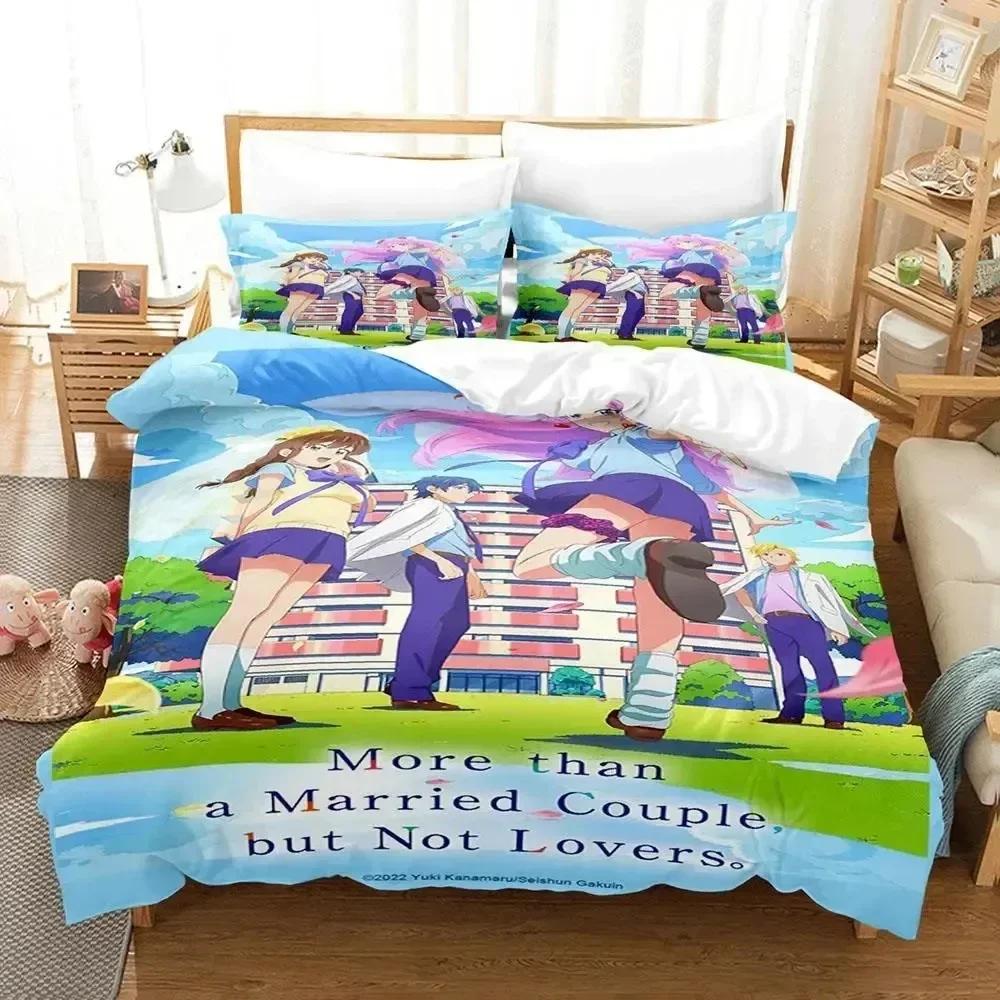 Anime Mehr als ein Ehepaar, aber keine Liebenden Bettwäscheset Bettbezug Laken Bedrucktes Bettset Kissenbezug Bettdecke Schlafzimmer