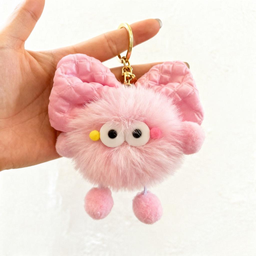 Bowknot Plush Coal Ball Keychain Ornament - Cute DIY Gift Doll