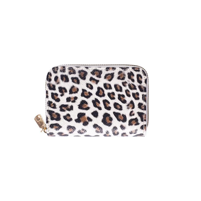 RFID Anti-theft Leopard Print Women's Accordion Card Holder with Zipper Coin Purse and Large Multi-card Capacity