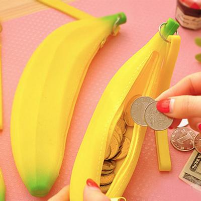 Mode Silikon Banane Form Geldbörse Reißverschluss Make-up Pinsel Tasche Aufbewahrungstasche