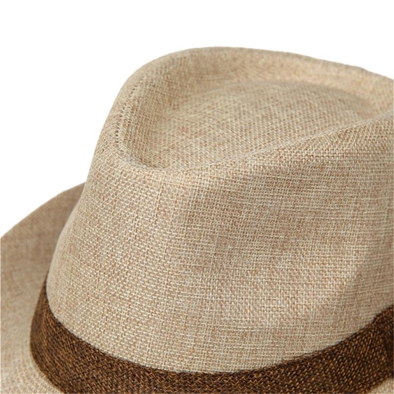Men's Summer Straw Trilby Hat Sun Protection Lightweight Foldable for Beach Travel Outdoor Activities